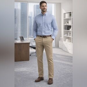 Hollister Men’s Slim Straight Khaki Chinos 36x32 NWOT Tan Stretch